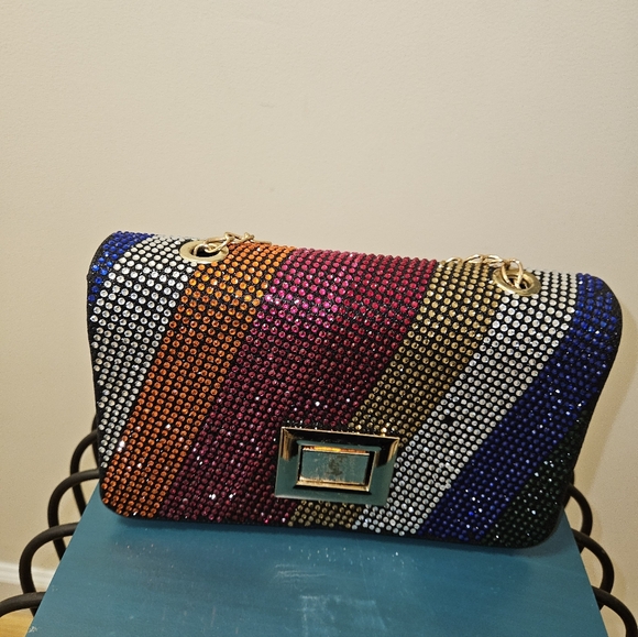 Multicolor Rhinestone Bag With Chain - Picture 5 of 6